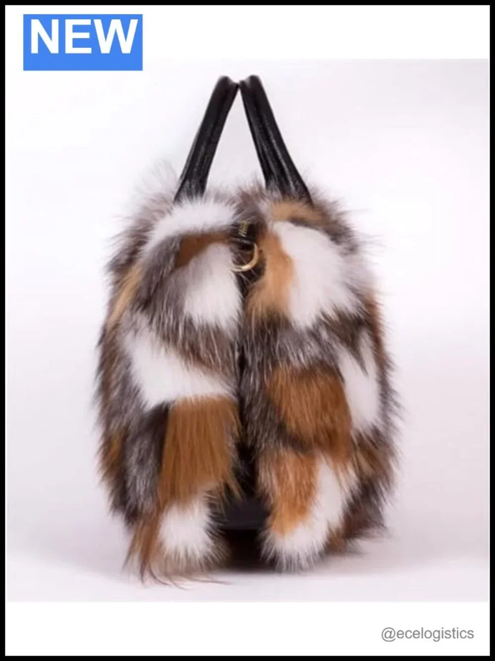 Real Fox Fur Handbag Satchel Women Furry Shoulder Bag Large Capacity Adjustable